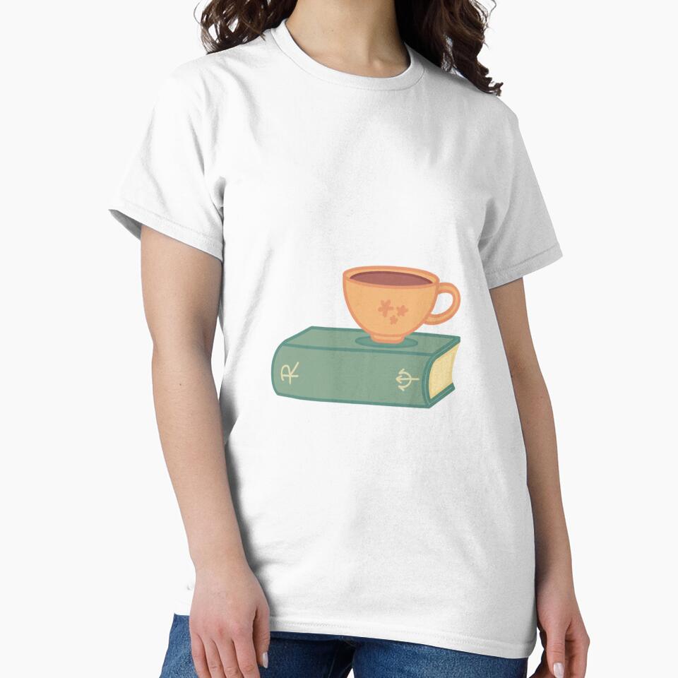 Book & Coffee | Green-Orange | With Background by polimatilda T-Shirts, Hoodie, Sweatshirt | BlankRebels.com (Image 2)