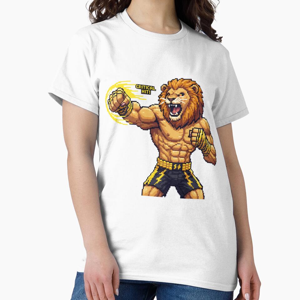 Critical Hit Pixel Art Lion Fighter Retro Game by Zyra_urs T-Shirts, Hoodie, Sweatshirt | BlankRebels.com (Image 2)