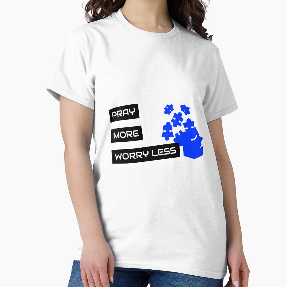 Pray More Worry Less. Inspirational Christian Quote Sticker by SuccessfulVibes T-Shirts, Hoodie, Sweatshirt (Image 2)