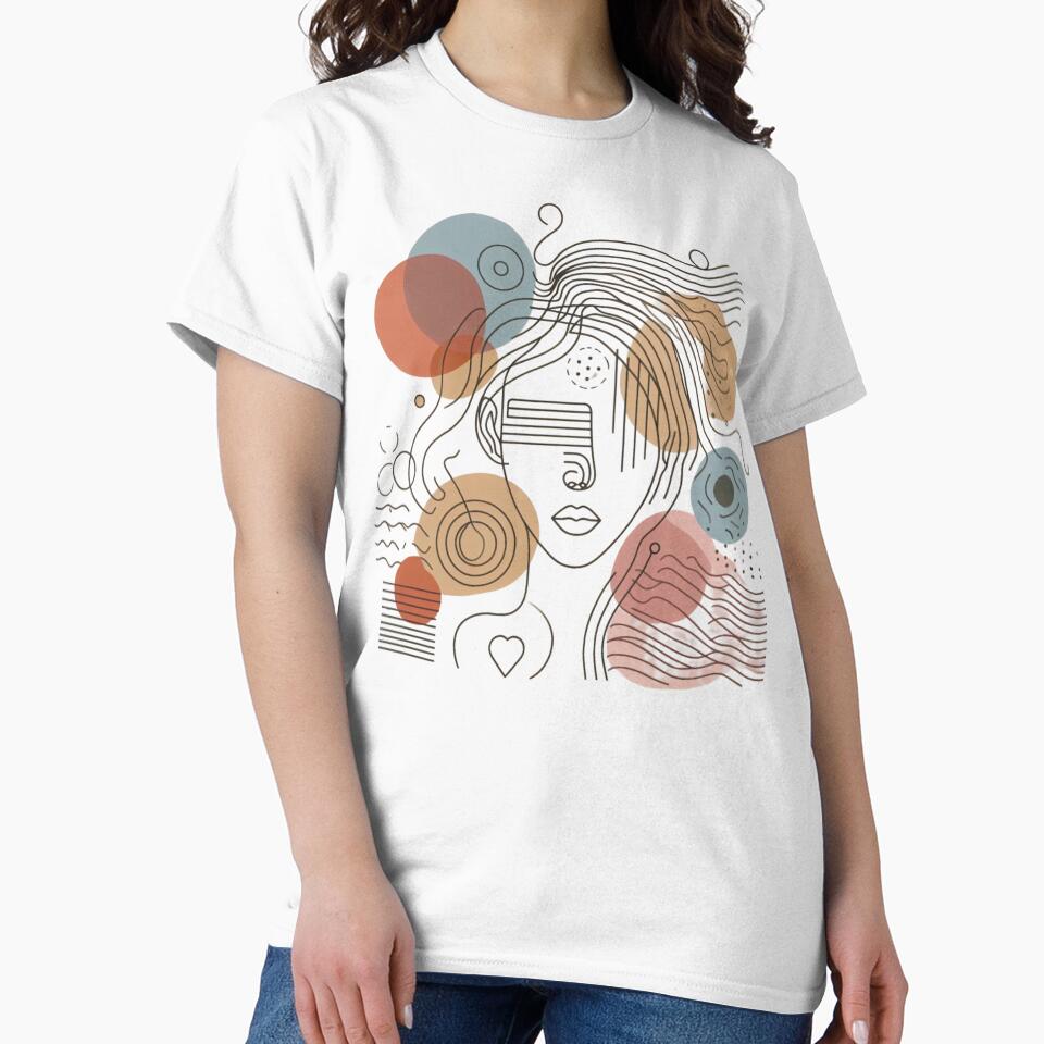 One line woman face drawing, Abstract minimal female single line art by MusesWhispers T-Shirts, Hoodie, Sweatshirt (Image 2)