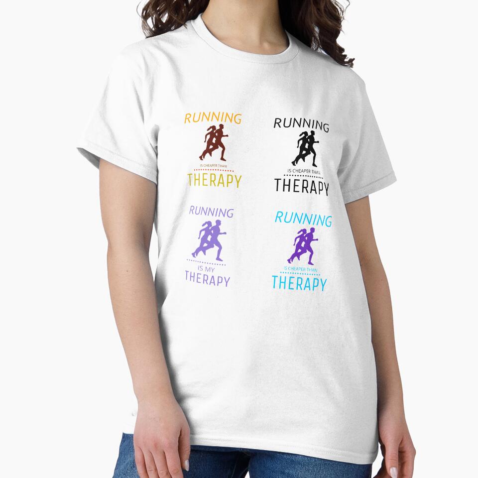 Running Is My Therapy Sticker by colortrends T-Shirts, Hoodie, Sweatshirt | BlankRebels.com (Image 2)