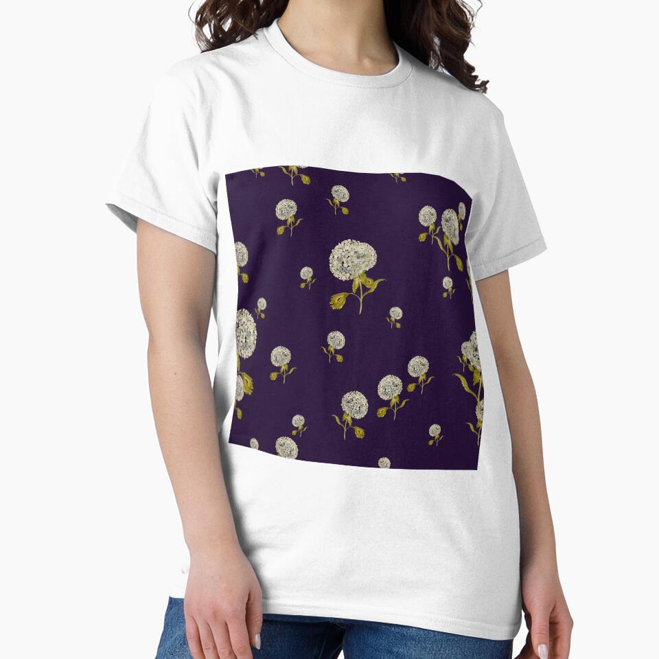 Hydrangea flower cute ornate pattern a watercolor black by Yana Mustafina | Boho Soulful Designs T-Shirts,... (Image 2)