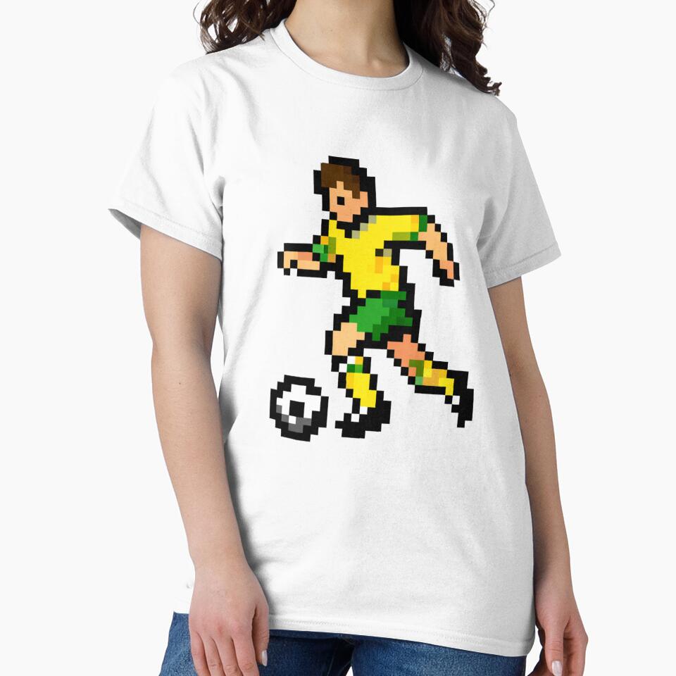 Pixel Soccer Player Dribbling – Yellow & Green Retro 8-Bit Football by Is It Soccer Or Football