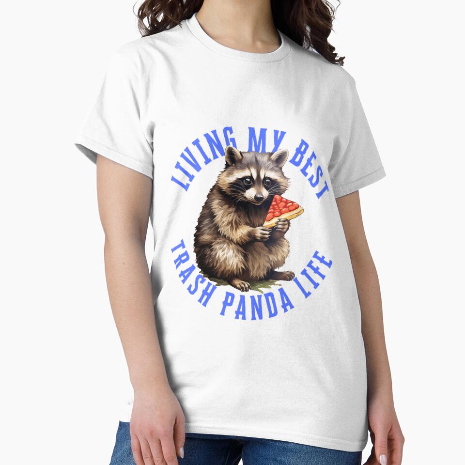 Living My Best Trash Panda Life Raccoon with Pizza Sticker by ChrisM63 T-Shirts, Hoodie, Sweatshirt (Image 2)