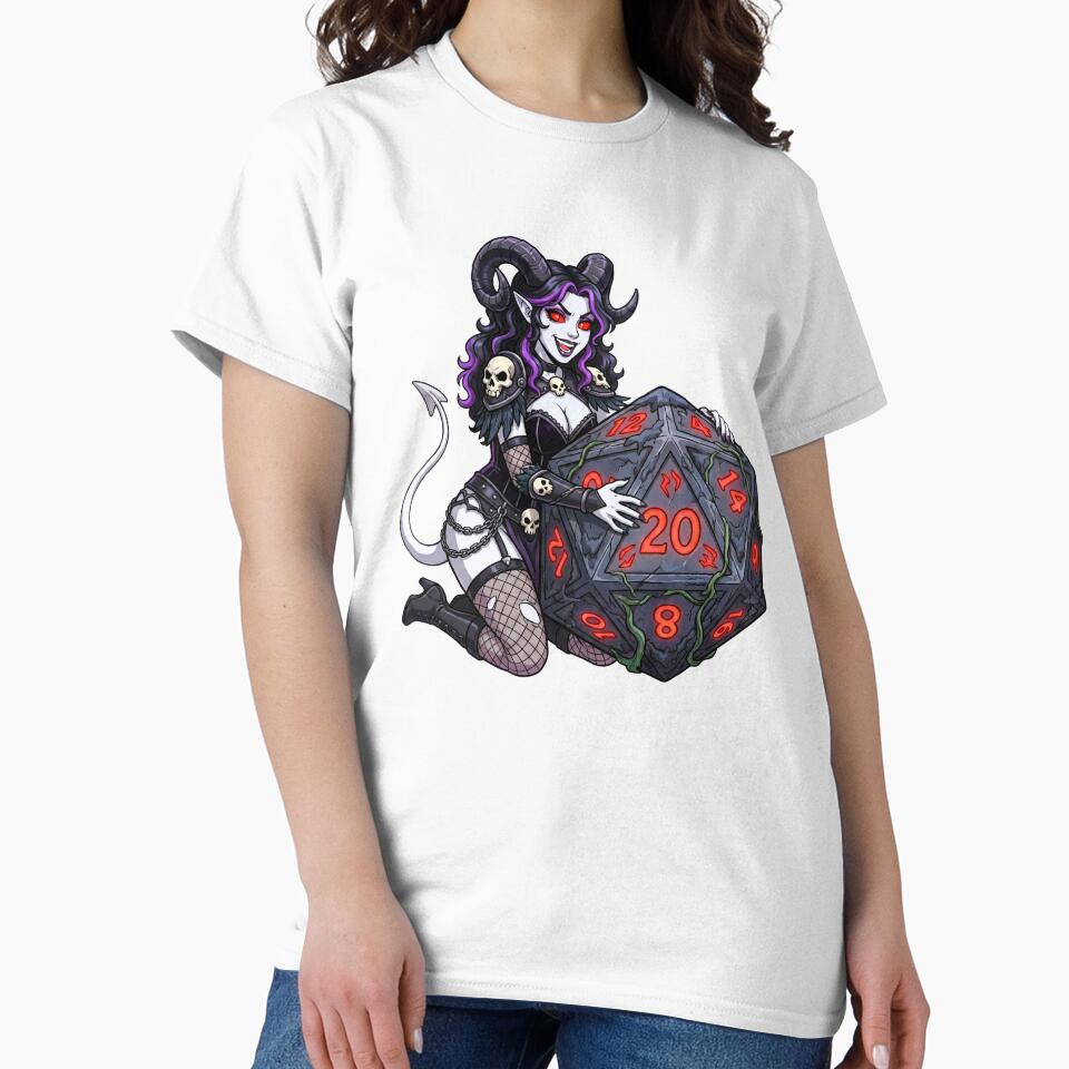 Eldritch Obsession: Gothic Tiefling Warlock Dice Goblin by SkinnyFlatWhite T-Shirts, Hoodie, Sweatshirt (Image 2)