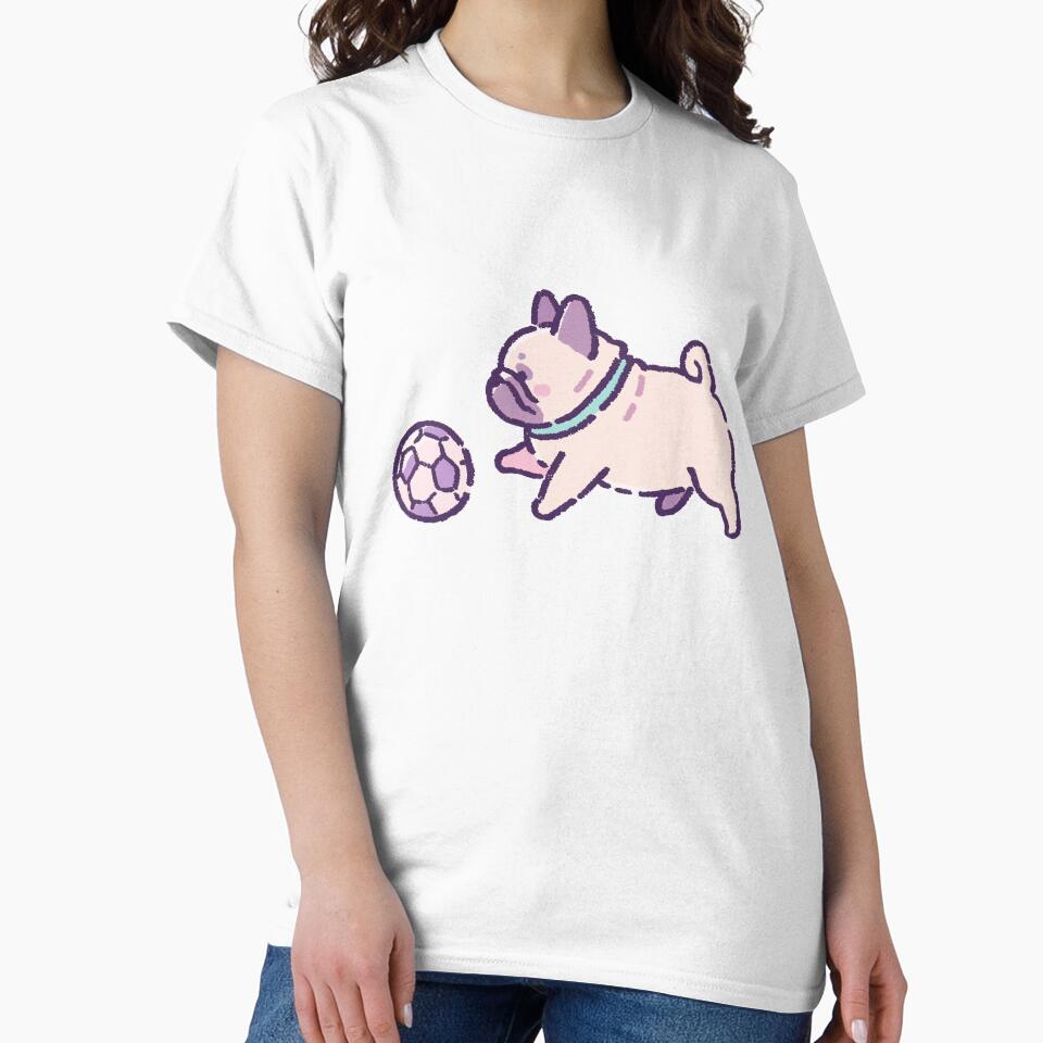 French Bulldog Soccer Football Illustration, Cute Pastel Puppy Playing Ball by Magnificent Lizard