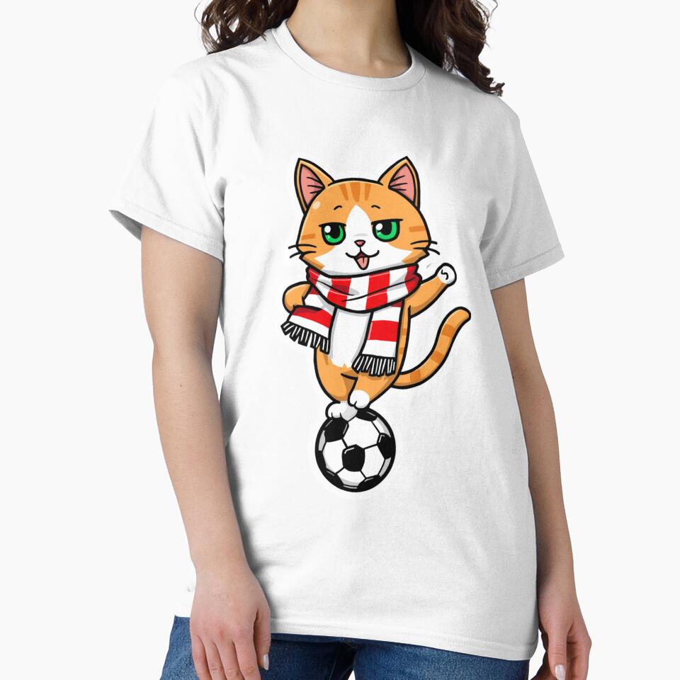 Cute Anime Soccer Cat Wearing Football Fan Scarf by ArtDreamClub