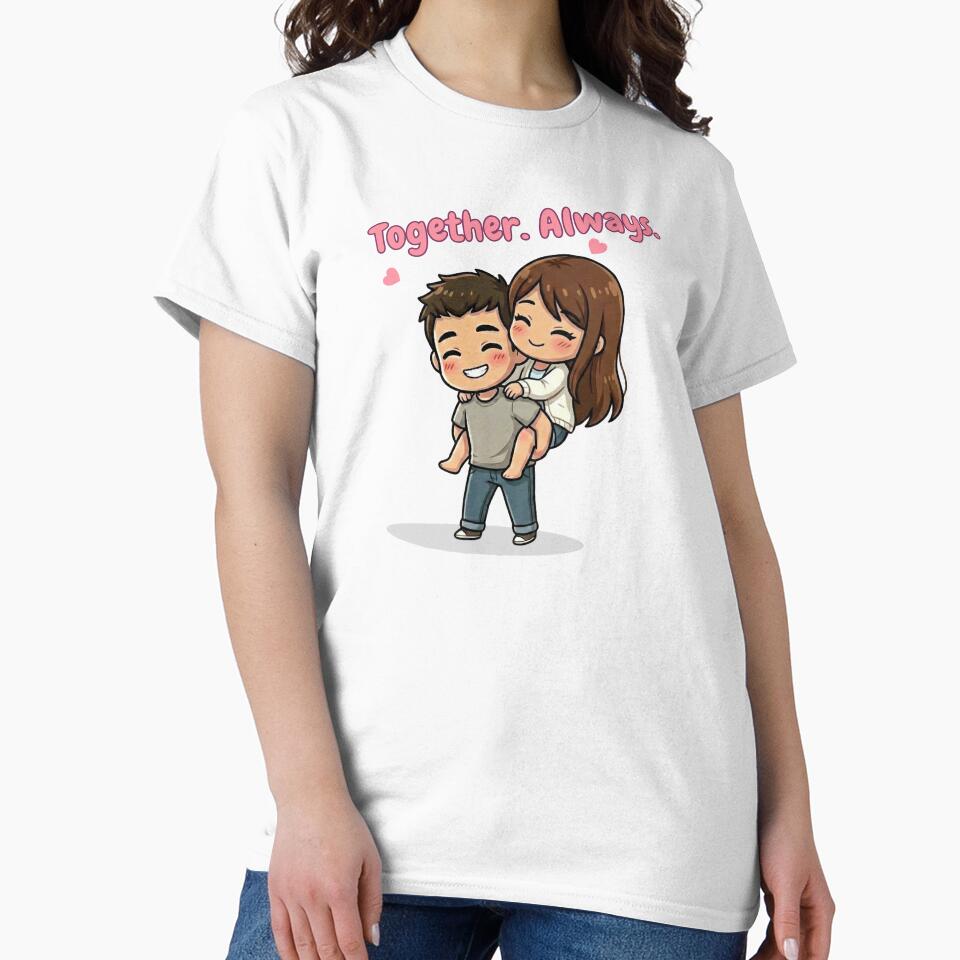 Together Always Cute Couple – Everyday Love Illustration for Valentine & Anniversary Gifts by Beeform T-Shirts,... (Image 2)