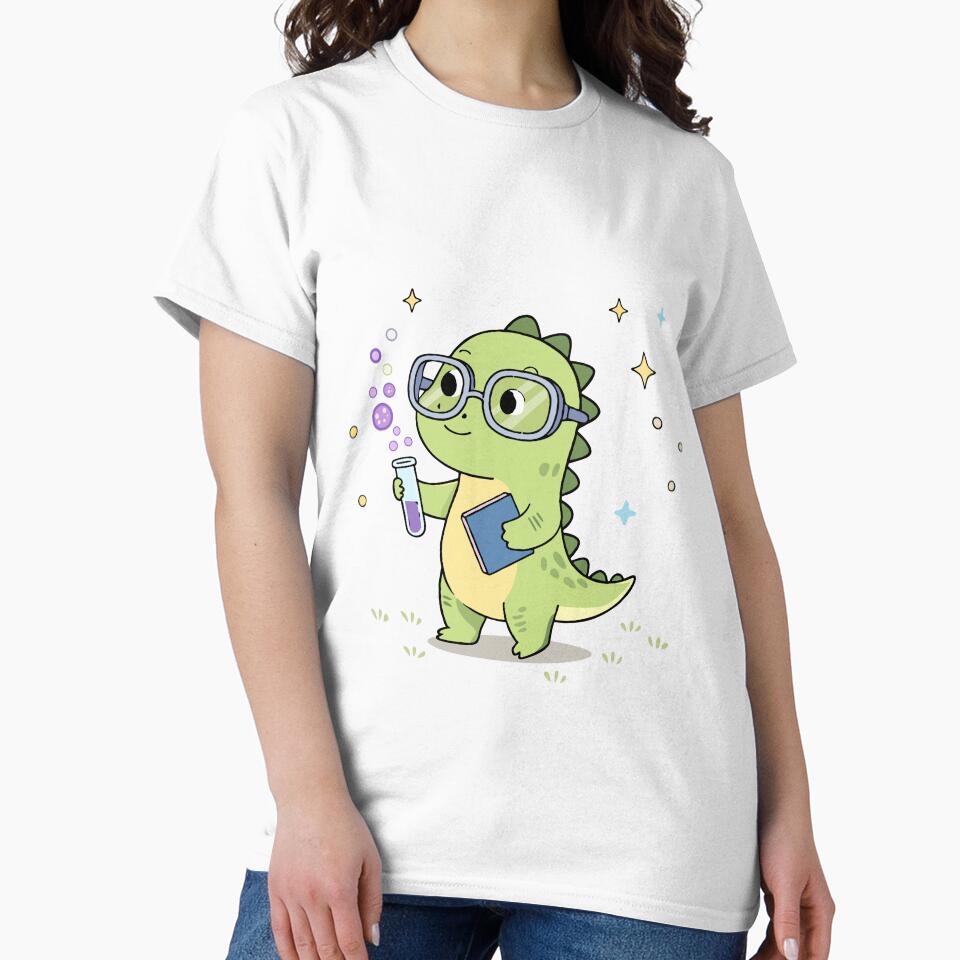 Cute Science Dino Cartoon Dinosaur Scientist Kids Illustration by MeeraArts&Crafts T-Shirts, Hoodie, Sweatshirt (Image 2)
