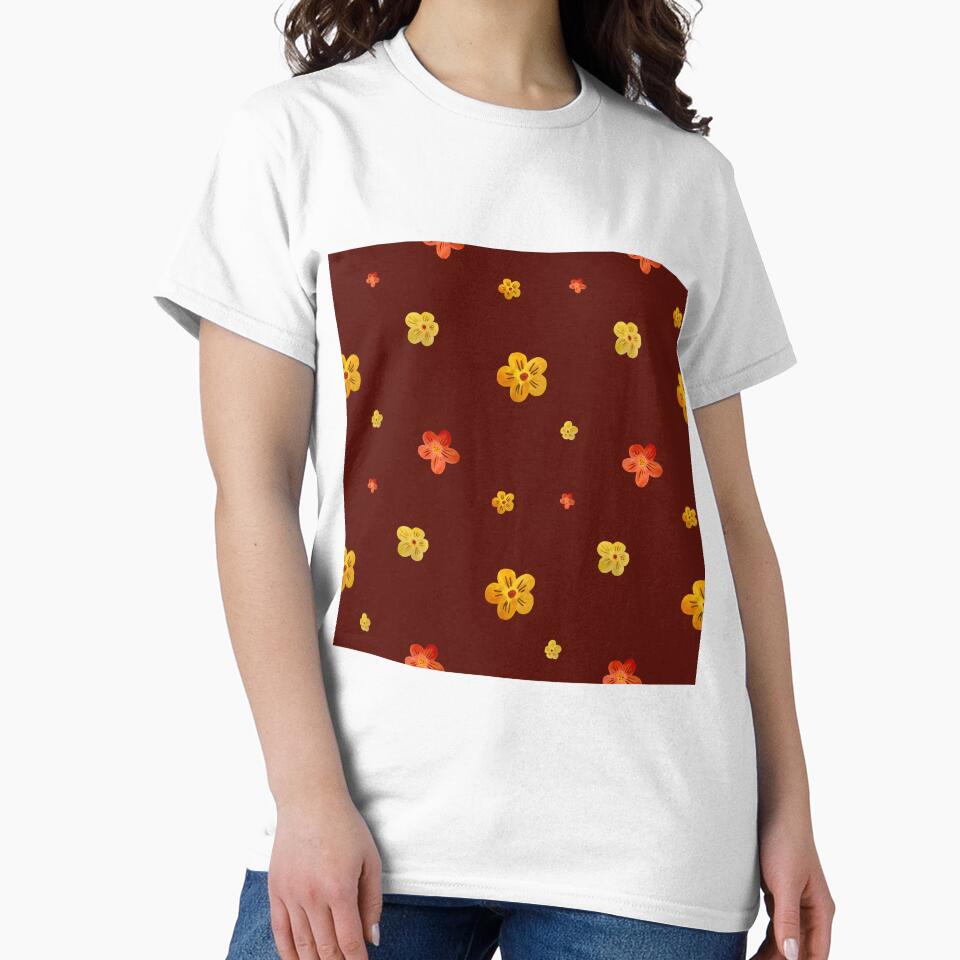 Flower red yellow orange simple seamless pattern red by Yana Mustafina | Boho Soulful Designs T-Shirts, Hoodie,... (Image 2)