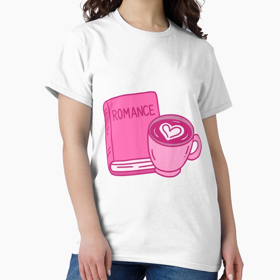 Coffee and Romance Book Merch — Coffee Bookish Girly Romance Aesthetic by Blushing with Shelby T-Shirts,... (Image 2)