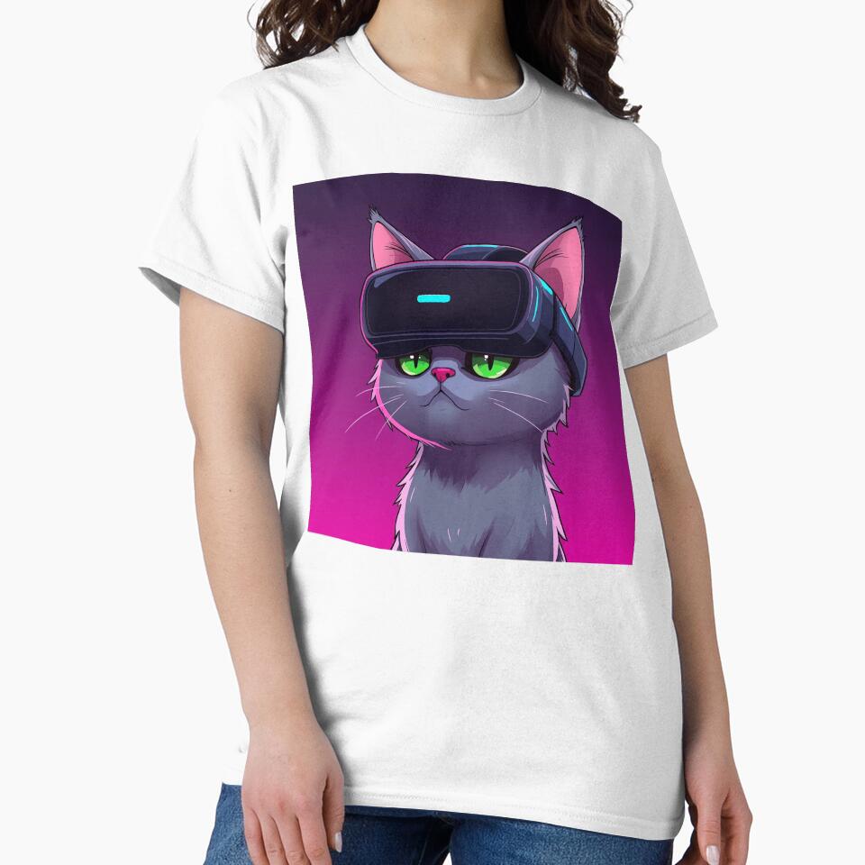 VR Cat Gamer - Cute Neon Cyber Kitty by Furfinity T-Shirts, Hoodie, Sweatshirt | BlankRebels.com (Image 2)