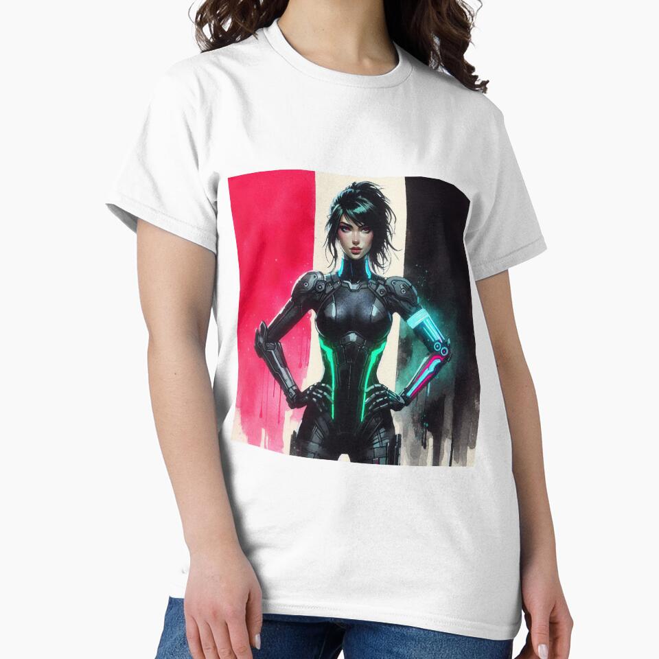 Cyberpunk Neon Girl Warrior by RESToRAPTOR T-Shirts, Hoodie, Sweatshirt | BlankRebels.com (Image 2)