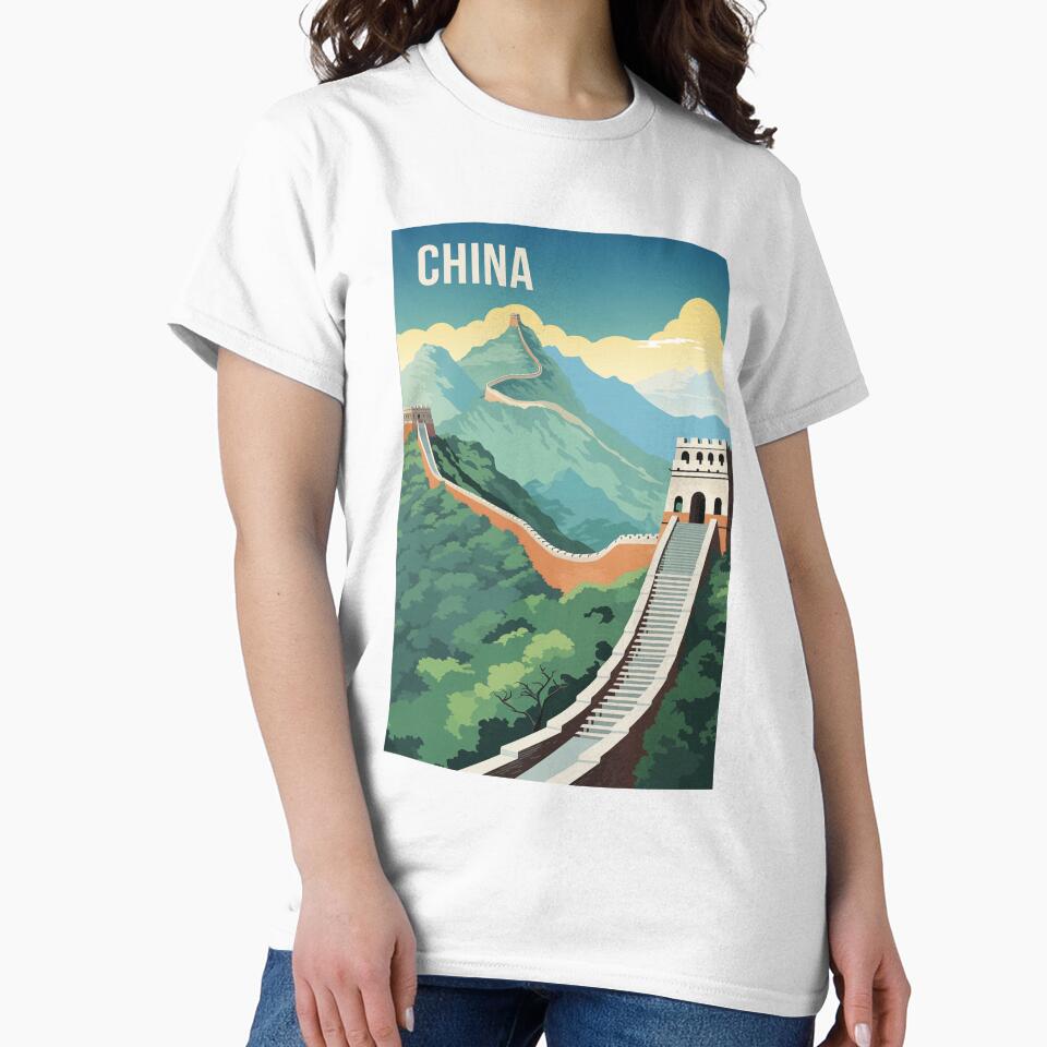 Great Wall China China Vintage Travel Poster Retro T-Shirts, Hoodie, Sweatshirt