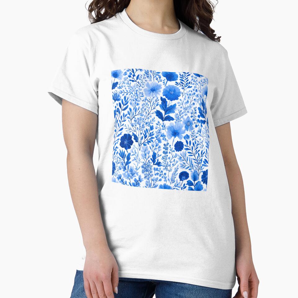 Blue Flowers Seamless Pattern by BonaDesignsArt T-Shirts, Hoodie, Sweatshirt | BlankRebels.com (Image 2)