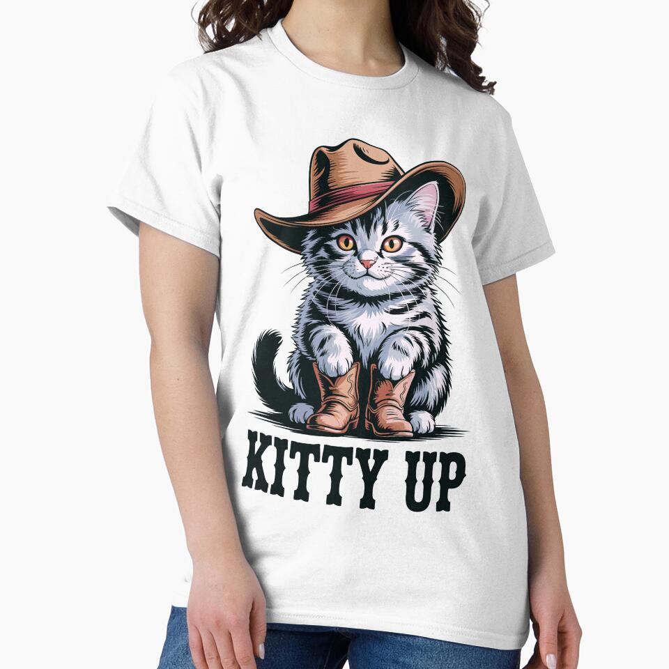 Cowboy Cat Kitty Up Vintage Western Cat by designleon19 T-Shirts, Hoodie, Sweatshirt | BlankRebels.com (Image 2)