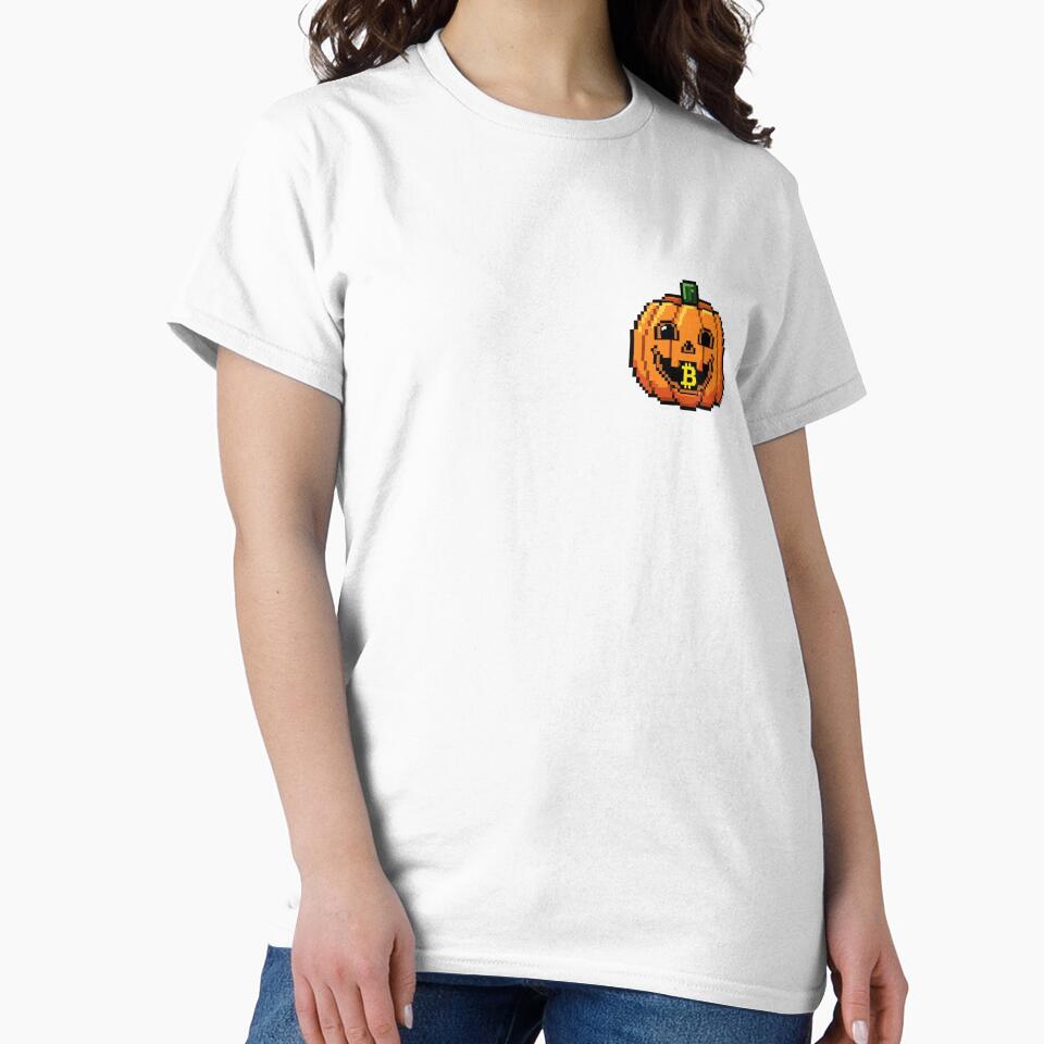 Cute Pixel Pumpkin Bitcoin Halloween Crypto Jack-o’-Lantern by pixelpulsenyc T-Shirts, Hoodie, Sweatshirt (Image 2)