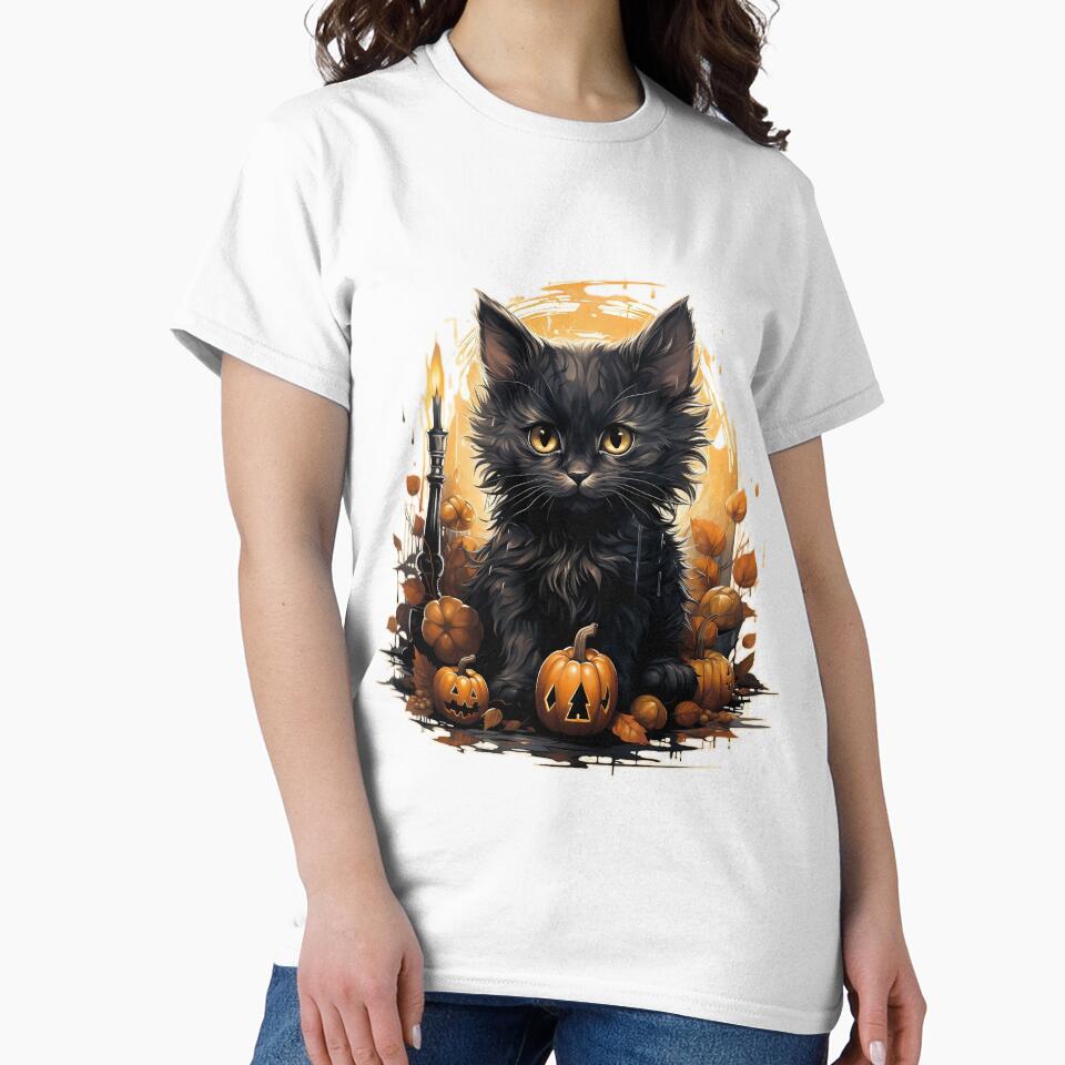 HALLOWEEN SCENERY WITH PUMPKINS AND CAT by Hiszpanka T-Shirts, Hoodie, Sweatshirt | BlankRebels.com (Image 2)
