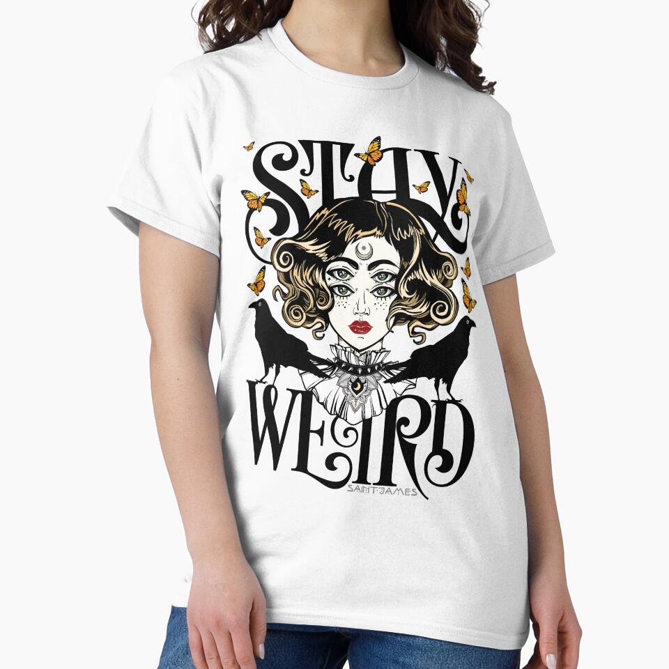 Rose and The Ravens {Stay Weird} Colour Version by wolfandbird T-Shirts, Hoodie, Sweatshirt | BlankRebels.com (Image 2)