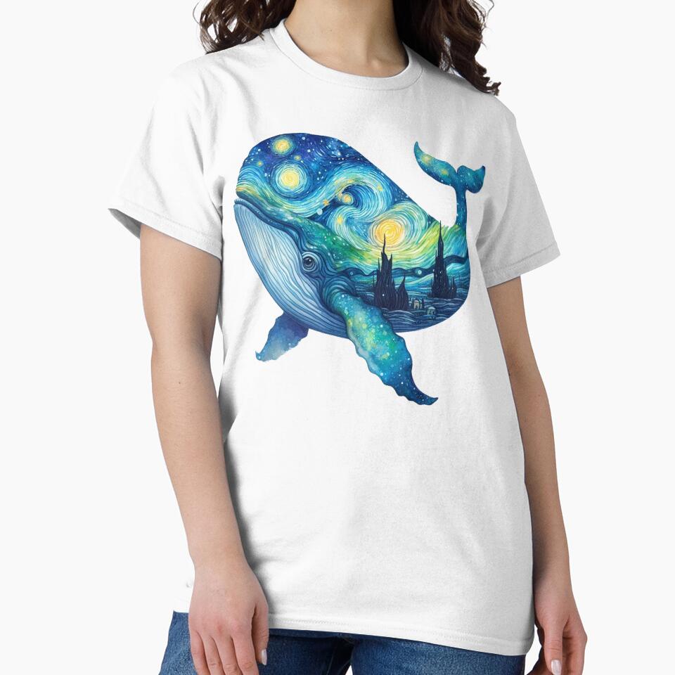 Whale Ocean Animals, Van Gogh Animals - Sticker by ryanapples2 T-Shirts, Hoodie, Sweatshirt | BlankRebels.com (Image 2)