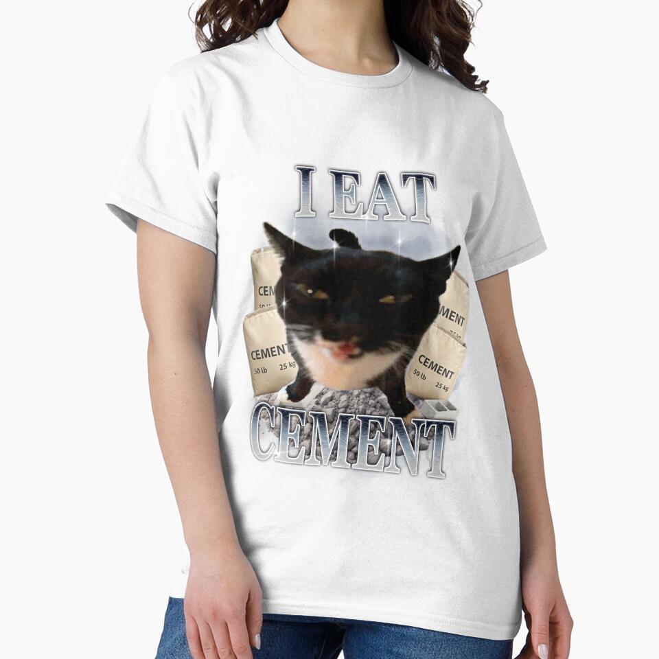 I Eat Cement Funny Cat Shirt Design by cherrywstore