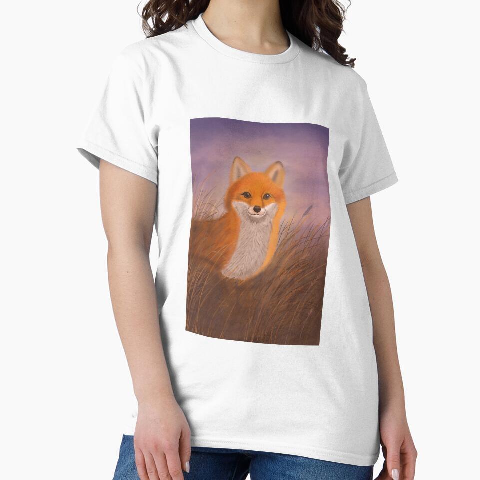 Red Fox at Sunset in a Meadow | Wildlife Fox Illustration by RivendellBird T-Shirts, Hoodie, Sweatshirt (Image 2)