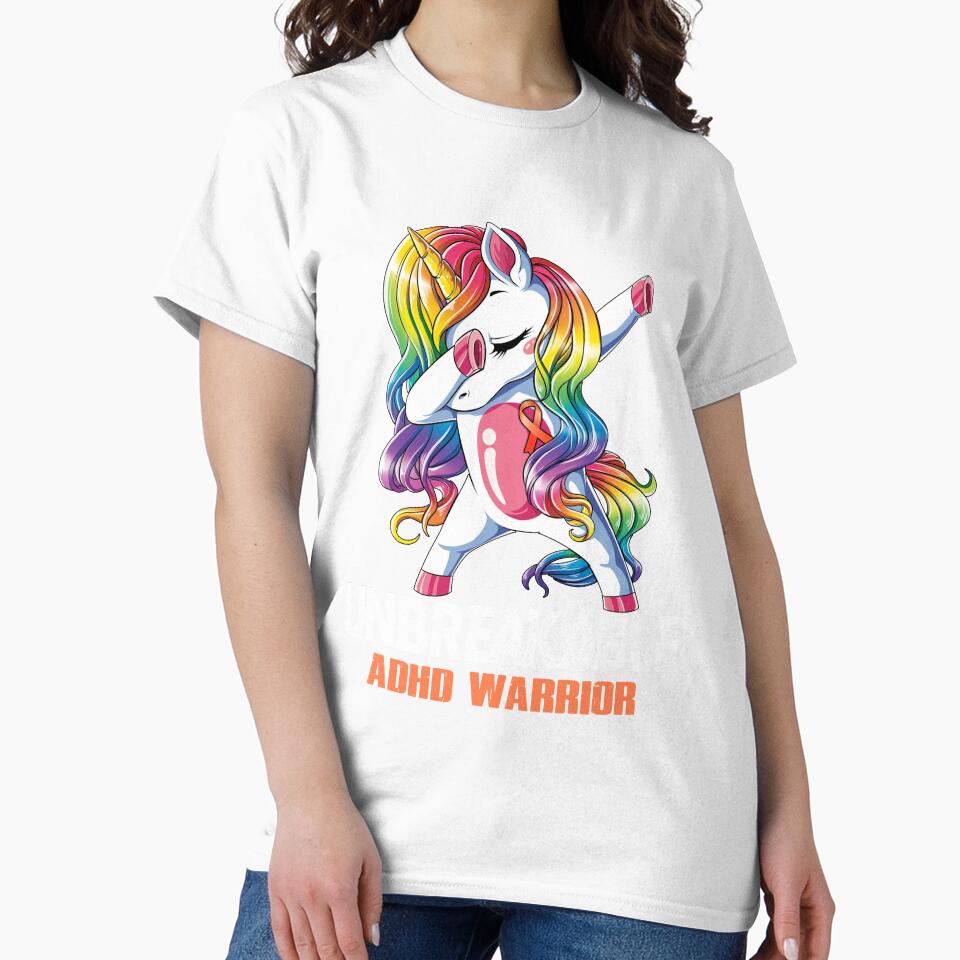 ADHD Awareness - Unicorn ADHD Warrior Ribbon UNBREAKABLE by Fernandezf T-Shirts, Hoodie, Sweatshirt (Image 2)