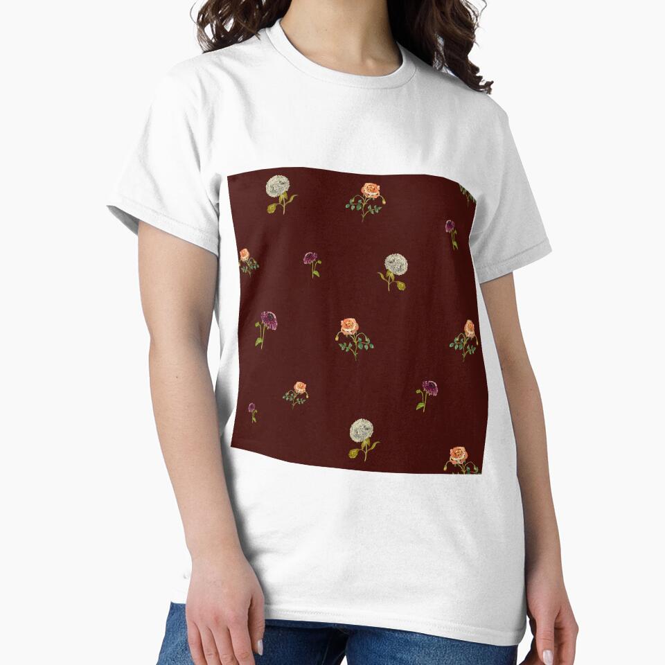 Dahlia hydrangea rose pattern cute a watercolor red by Yana Mustafina | Boho Soulful Designs T-Shirts, Hoodie,... (Image 2)