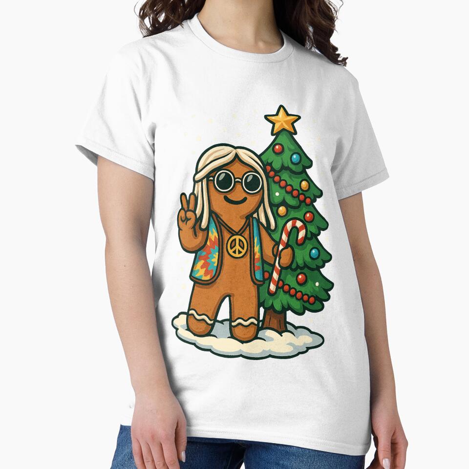 Hippie Christmas Gingerbread Man 70s Men Women Hippie by BlueBerry-Pengu