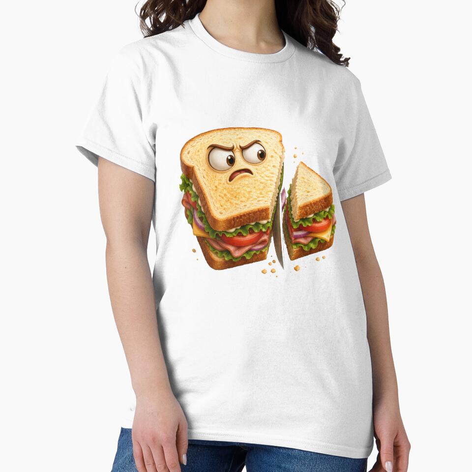 Angry Sandwich Sliced in Half Funny Food Art by jgvisualarts
