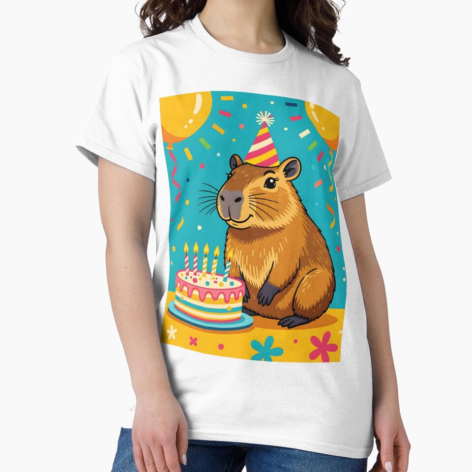 Party Capybara Cake Hat – Celebration Illustration T-Shirts, Hoodie, Sweatshirt