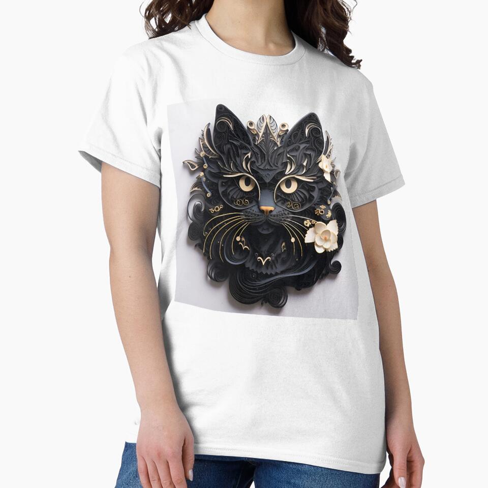 Paper Quilling Halloween black cat by dcrc T-Shirts, Hoodie, Sweatshirt | BlankRebels.com (Image 2)