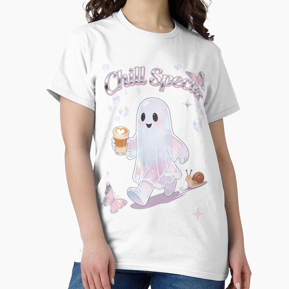 Chill Specter Ghost Holographic Aesthetic Coffee Lover Pastel Goth Art by Cherrydora T-Shirts, Hoodie, Sweatshirt (Image 2)