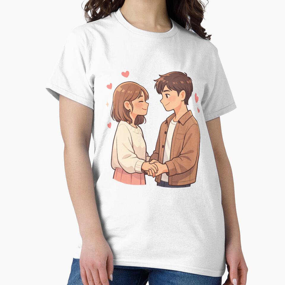 Cute Couple Holding Hands Sweatshirt Design, Romantic Heart Illustration Gift by tgmzshop T-Shirts, Hoodie (Image 2)