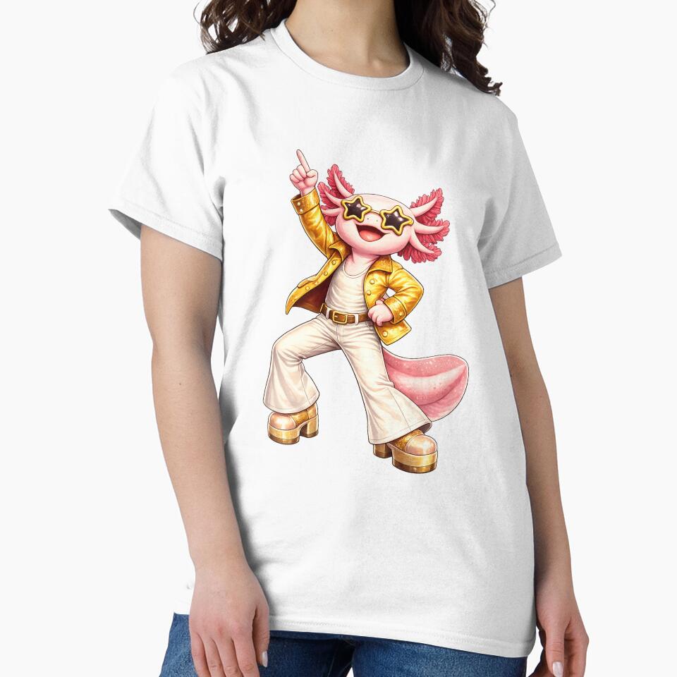 Disco Axolotl Dancing Retro Funk Style by RetroPop23 T-Shirts, Hoodie, Sweatshirt | BlankRebels.com (Image 2)