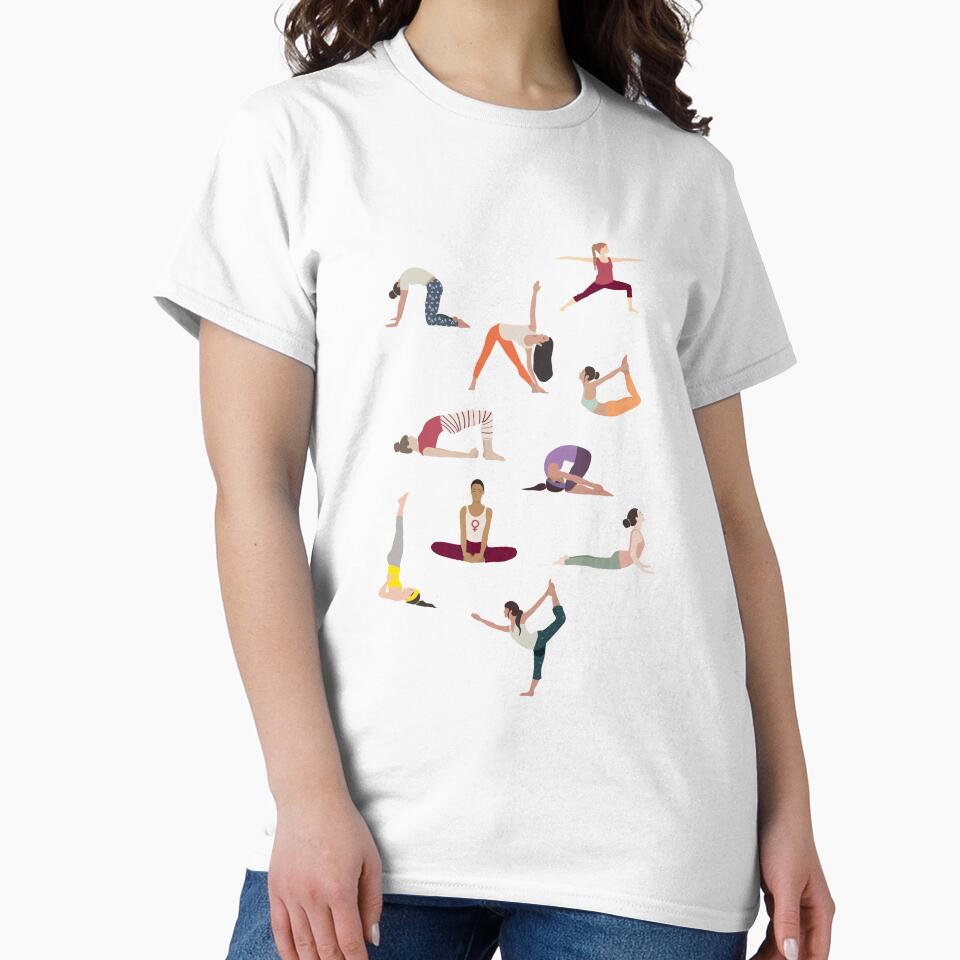 Yoga Poses | Yoga Artwork | Yoga Drawing | Yoga Asana | Yoga Practice by Sadhana Design Studio T-Shirts,... (Image 2)