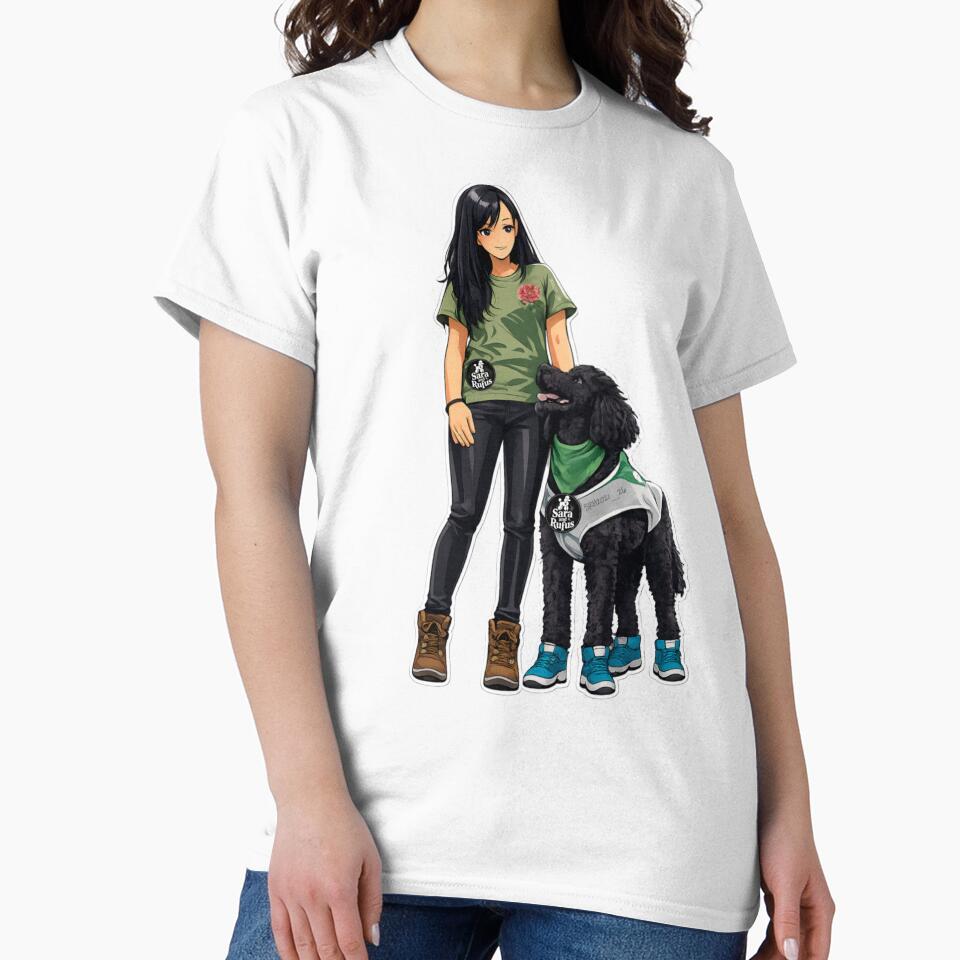 Anime Girl with Black Poodle in Blue Shoes - Cute Dog Art by StickerBuild07 T-Shirts, Hoodie, Sweatshirt (Image 2)