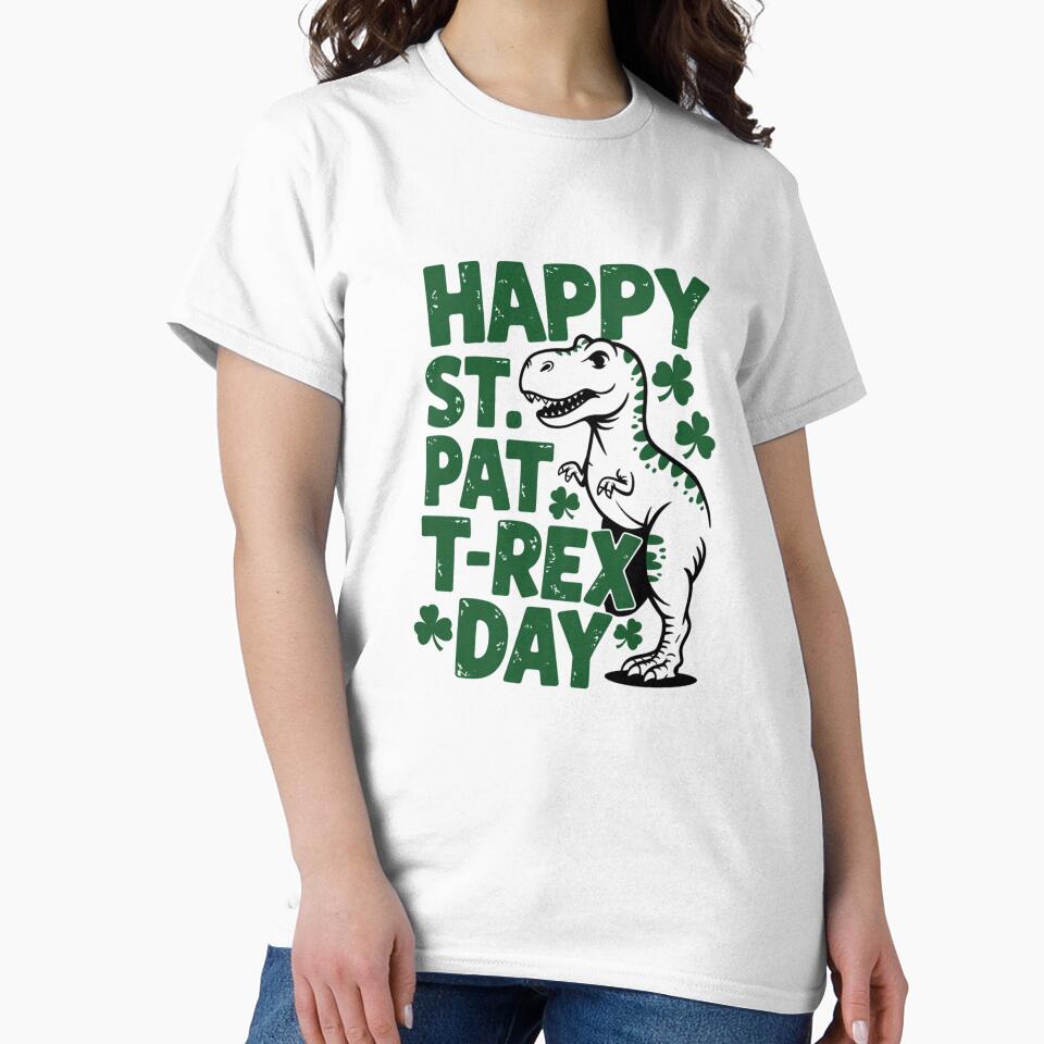 Happy St Pat T-Rex Day Dinosaur Irish Holiday by Theme-Art T-Shirts, Hoodie, Sweatshirt | BlankRebels.com (Image 2)