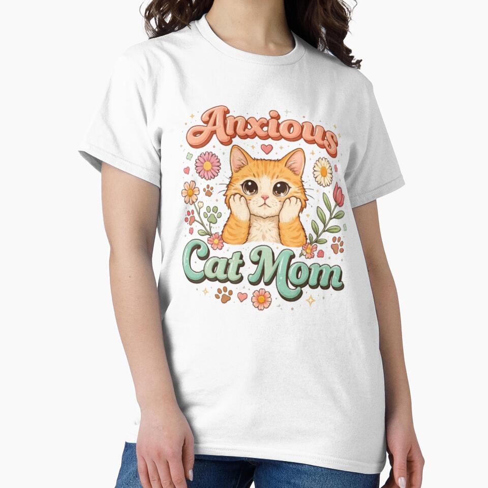 Anxious Cat Mom Cute Aesthetic Cat Lover Design by Sanika arts T-Shirts, Hoodie, Sweatshirt | BlankRebels.com (Image 2)
