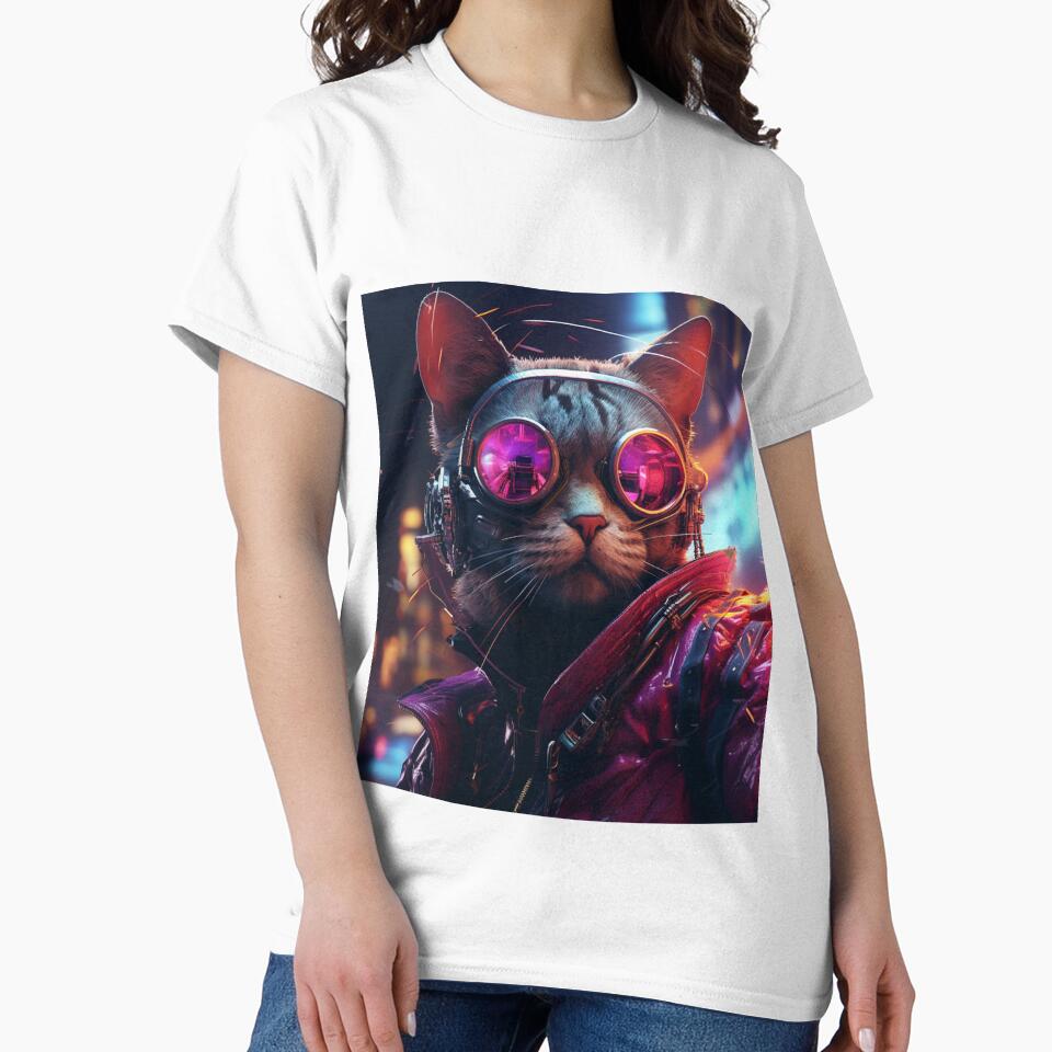 Cyberpunk Cat Glass Purple Meow Shaggy Town by GrinGalore