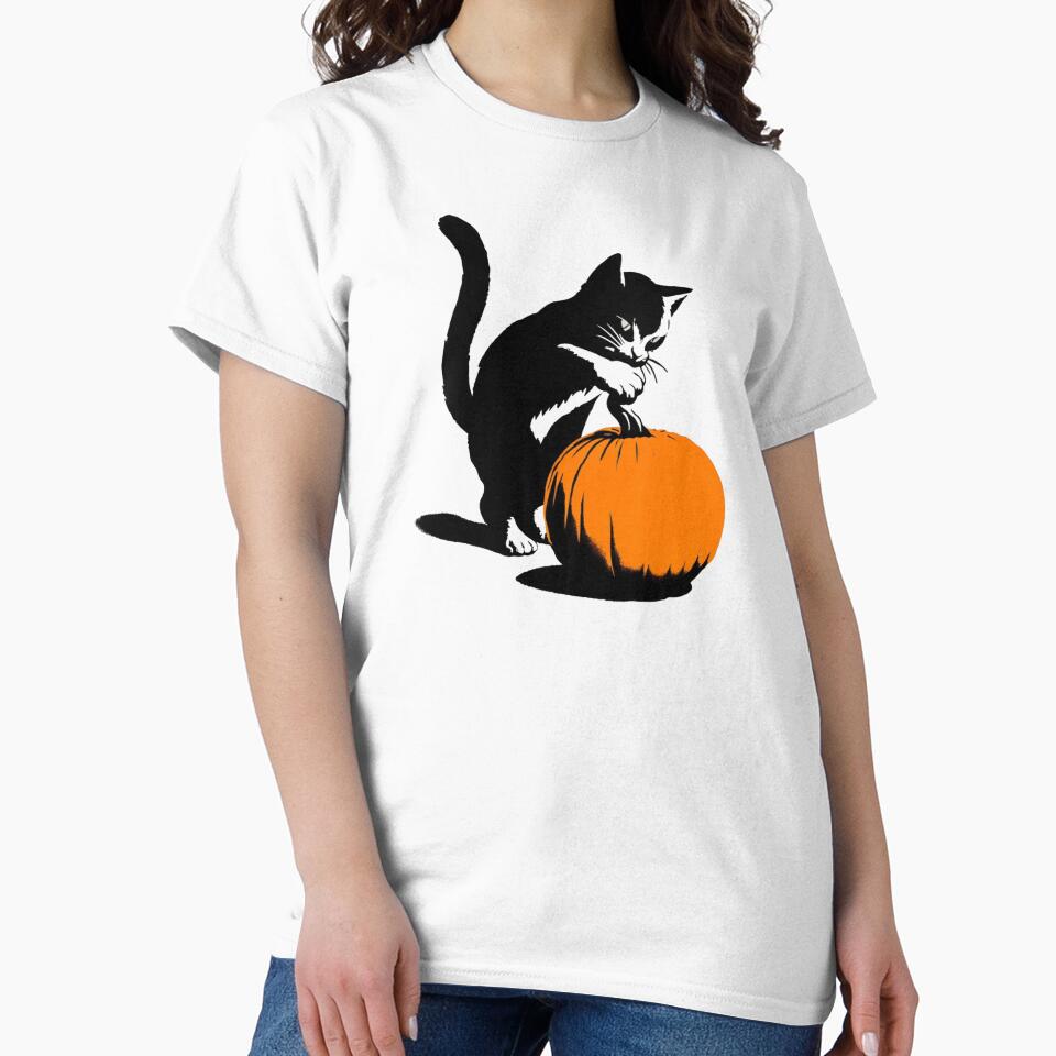 Black Cat with Pumpkin by Blink Art Studio T-Shirts, Hoodie, Sweatshirt | BlankRebels.com (Image 2)