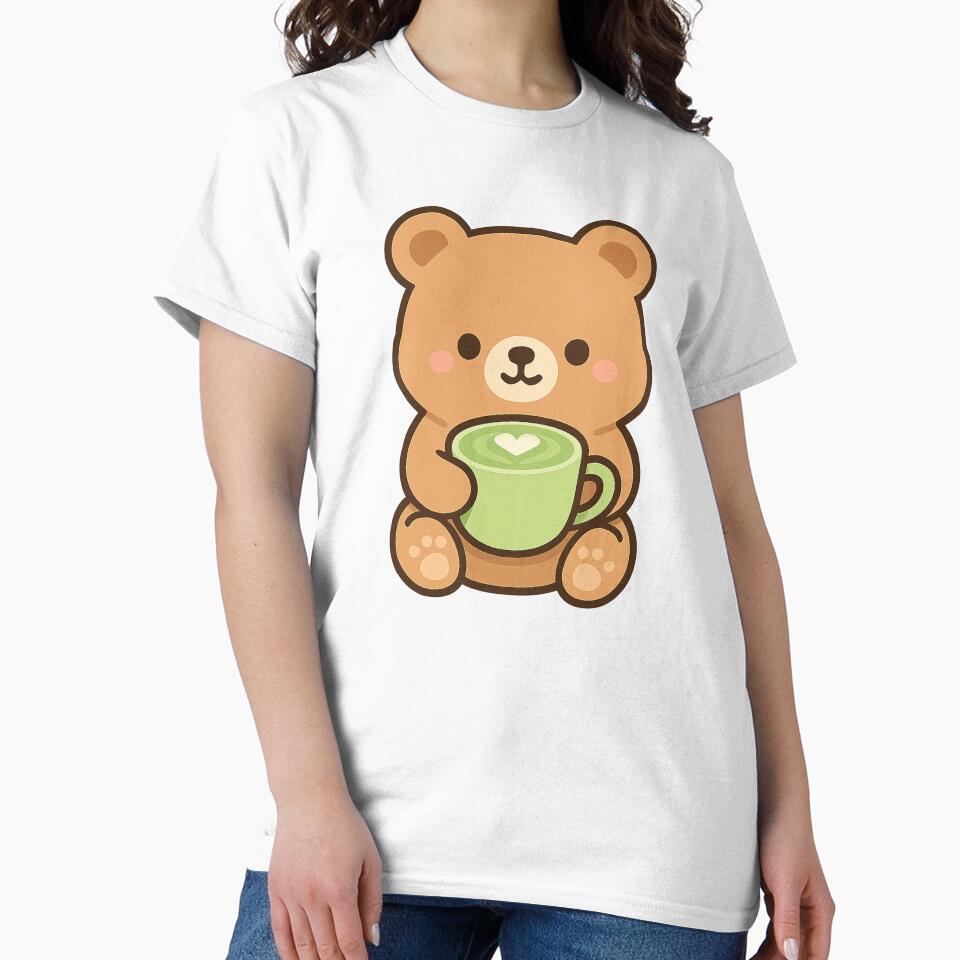 Kawaii Bear with Matcha Latte – Cozy Cuteness by © Zenscape Studio 2025 T-Shirts, Hoodie, Sweatshirt (Image 2)