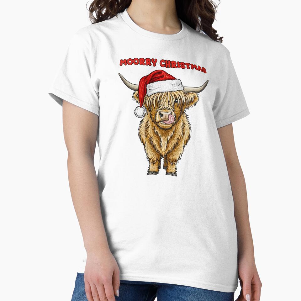 Moorry Christmas Highland Cow Santa Hat by TeeARTHY T-Shirts, Hoodie, Sweatshirt | BlankRebels.com (Image 2)