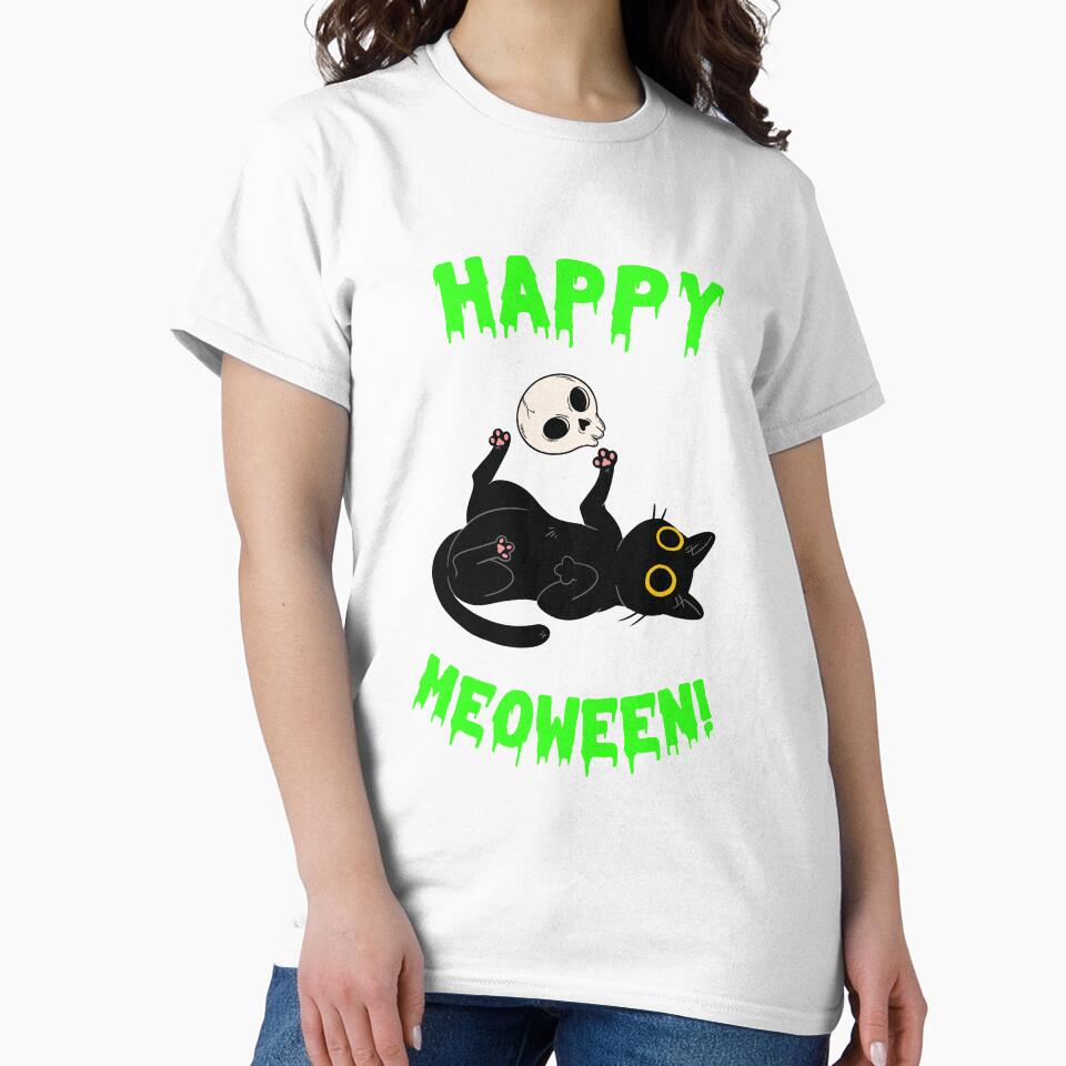 Happy Meoween! Black Cat with a Skull| Happy Halloween 2022 by Artventurous T-Shirts, Hoodie, Sweatshirt (Image 2)