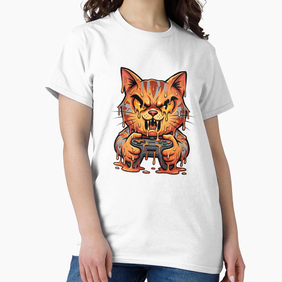 Rage Gamer Cat Melting Cartoon Art by SoulenCify T-Shirts, Hoodie, Sweatshirt | BlankRebels.com (Image 2)