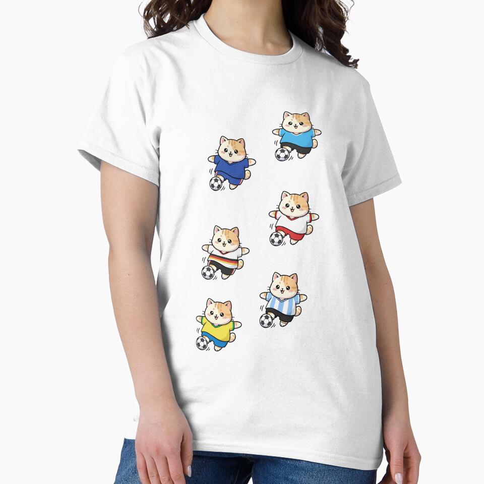 Kawaii Goal Fever: Pack of 6 Soccer Kittens Playing National Teams | Cute Soccer Cat World Cup Design for Football Fans by DibuHumor