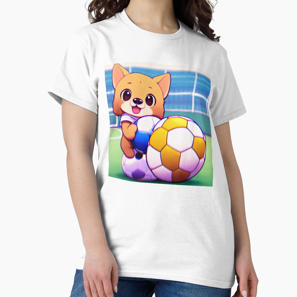 Chibi Anime Dog Holding Soccer Ball by BAYFAIRE