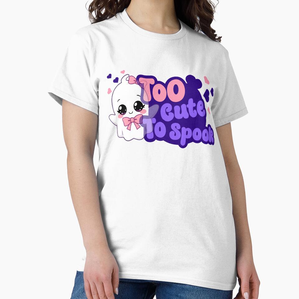 Too Cute To Spook Ghost Shirt – Cute Kawaii Halloween Clothing by Barkyleo Hoodie, Sweatshirt | BlankRebels.com (Image 2)