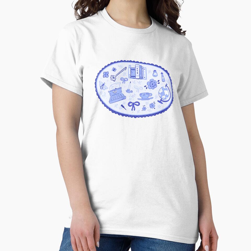 Lace academia medaillon, typewriter, books by rizdrawings T-Shirts, Hoodie, Sweatshirt | BlankRebels.com (Image 2)