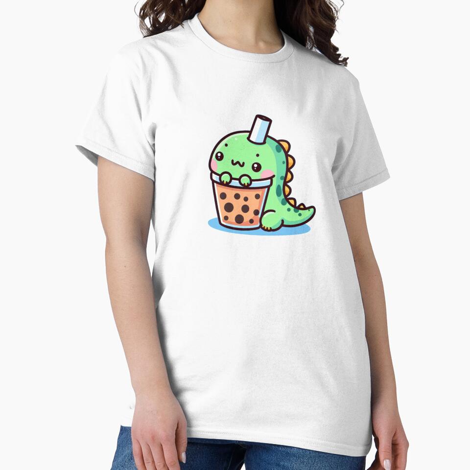 Cute Kawaii Dinosaur bubble tea straw cup for stickers and much more! by SaraDatCool T-Shirts, Hoodie, Sweatshirt (Image 2)